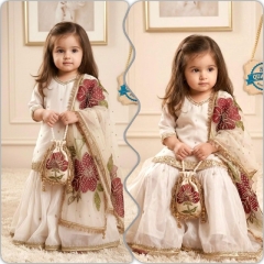 Appropriately silk baby girl sharara dupatta set 