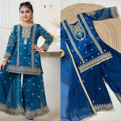 Astonishing silk baby girl sharara dupatta set 