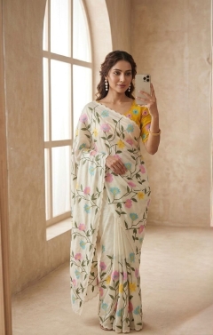 Beautifying rangoli silk saree 