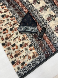 Chanderi cotton digital print saree 