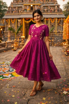 Designer Premium Pure Kota Chex Dress