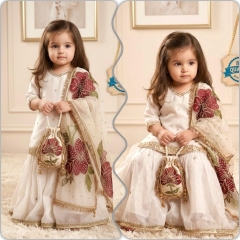 Premium embroidery silk kids sharara dupatta 
