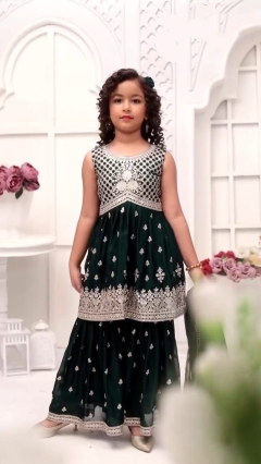 Presenting embroidery heavy silk kids sharara dupatta 