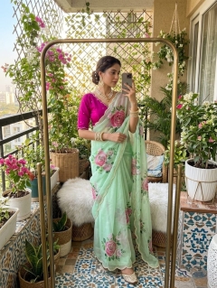 Presenting georgette silk printed saree 