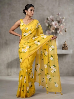 Traditional floral digital print saree 