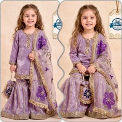Traditional pure silk kids sharara dupatta 