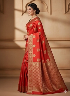 Wedding soft lichi silk jacquard women saree 
